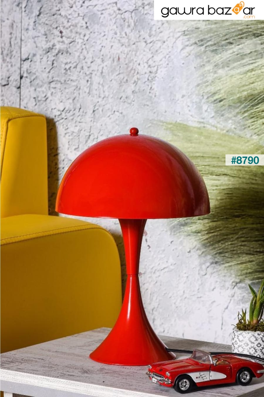 مصباح طاولة عاكس الضوء معدني برأس الفطر باللون الأحمر Art&Gift 0
