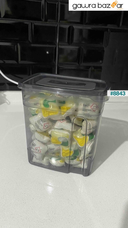 صندوق تخزين مسحوق وأقراص المنظفات كبير الحجم مكون من شريطين 1 × (3.5 لتر، 2 لتر)