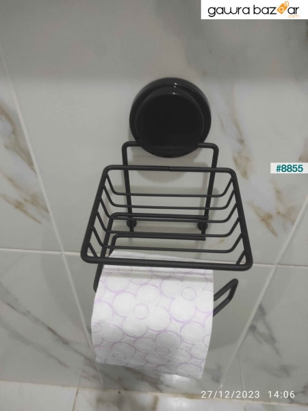 حامل ورق المرحاض البديل باللون الأسود اللاصق السحري من ماجيك فيكس