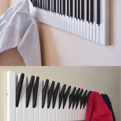 شماعة ملابس البيانو الخشبية المزخرفة ذات 21 مفتاحًا، متعددة الأغراض، حقيبة باب البيانو؛ 15 × 75 سم