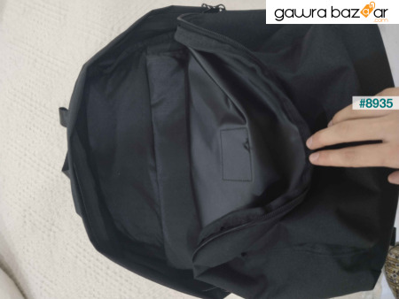 حقيبة ظهر يومية مضادة للماء باللون الأسود للجنسين مع حجرة للكمبيوتر المحمول