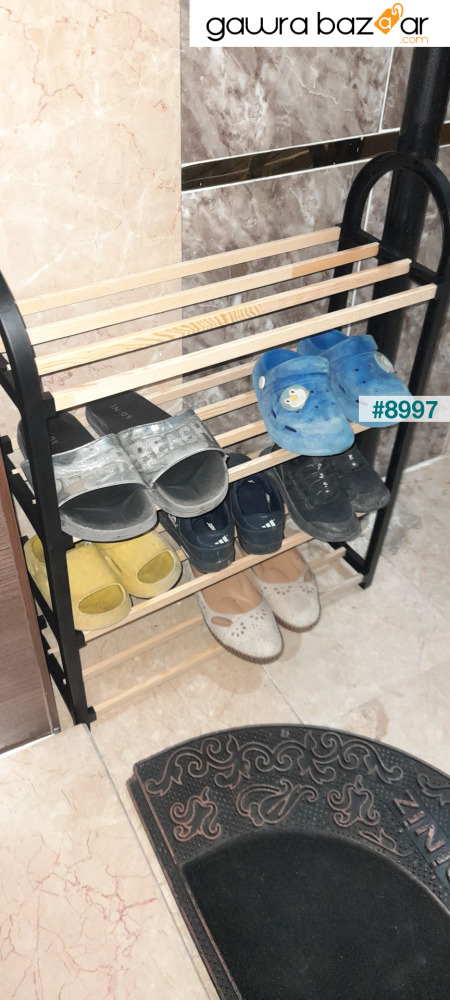 4 طبقات من الدرجة الأولى رف أحذية خشبي أسود صلب عالي الجودة Sw5004