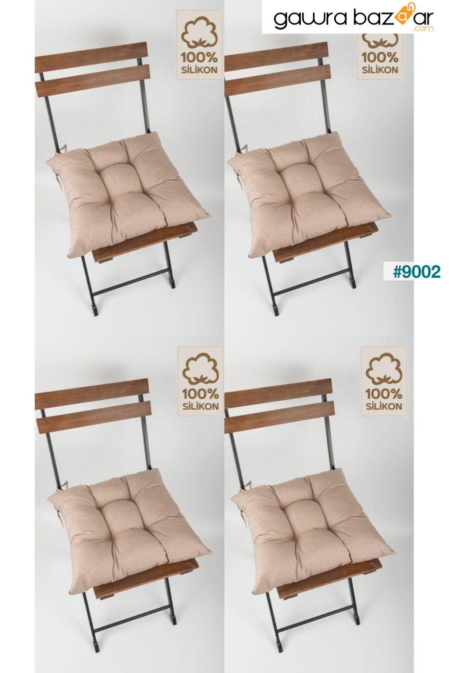 وسادة كرسي Pofidik مزخرفة مكونة من 4 قطع باللون البني مقاس 40x40 ElginHomeCollection 0