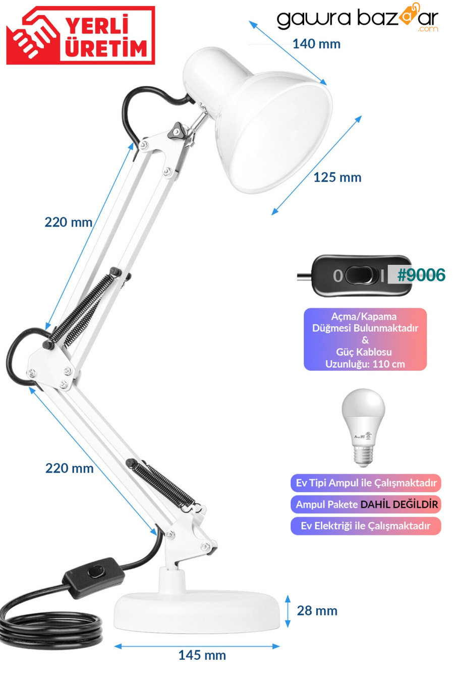 مصباح مكتب أكروبات زنبركي معدني بزاوية 360 درجة قابل للتعديل مصباح مكتبي أبيض Telvesse 4