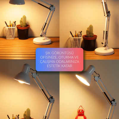 مصباح مكتب أكروبات زنبركي معدني بزاوية 360 درجة قابل للتعديل مصباح مكتبي أبيض