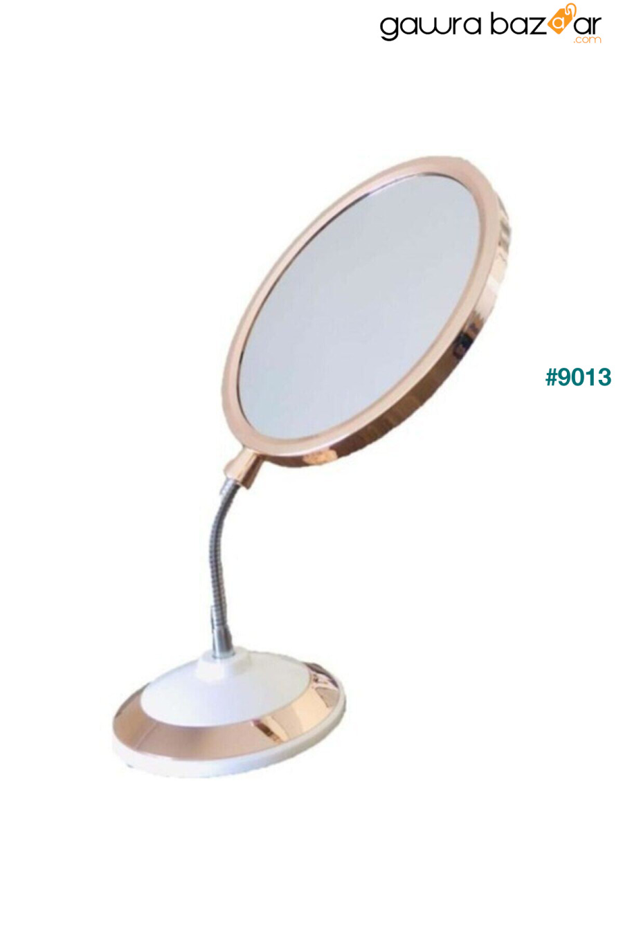 مرآة مكياج دائرية ومكبرة على الوجهين واقفة باللون الذهبي الوردي YAKUT 0