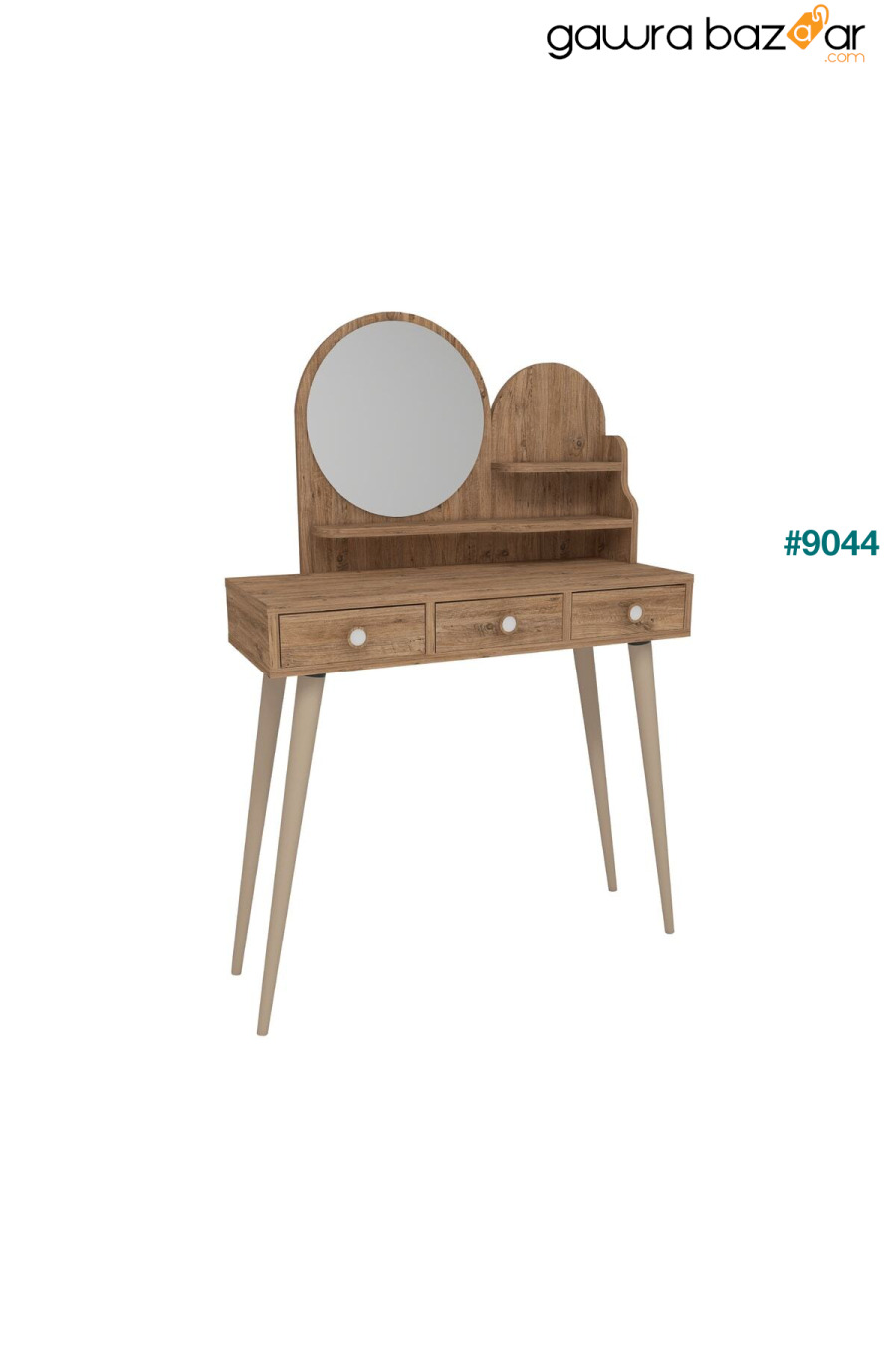 طاولة مكياج ذات مرآة بأرجل خشبية من خشب الصنوبر الأطلسي - سجاد Arnetti 3