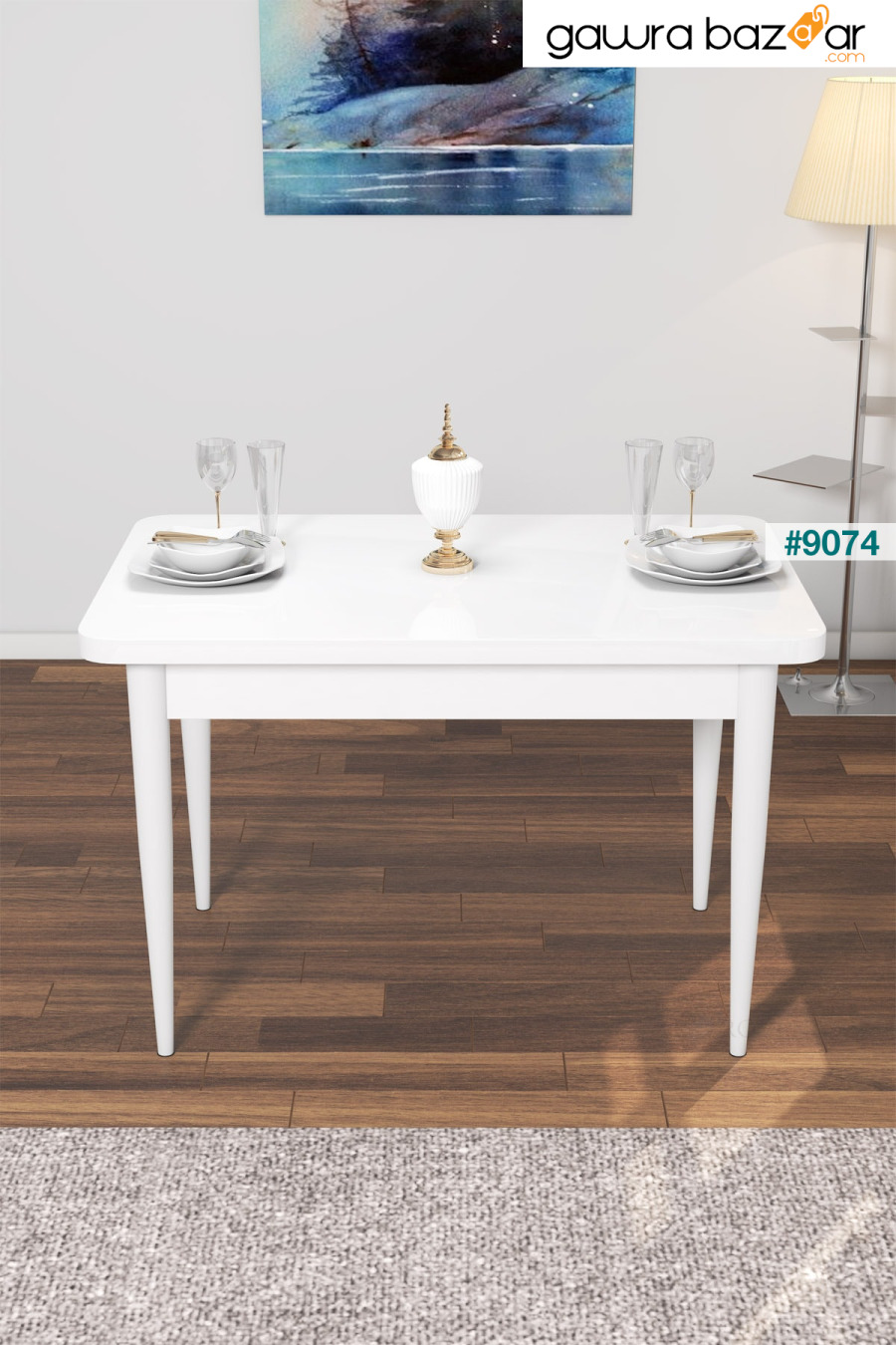 طاولة مطبخ بيضاء من Lera MDF بأرجل خشبية ثابتة عالية الجودة Rovena 0