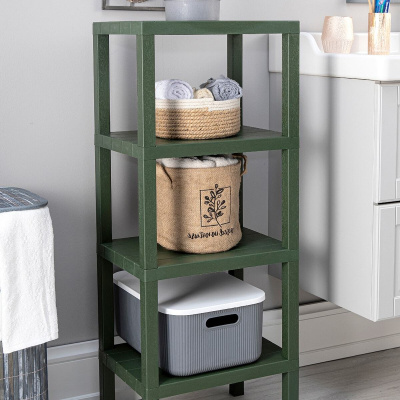 وحدة رفوف بلاستيكية منظمة من 4 طبقات باللون الأخضر، رف الكتب، الحمام، رف المطبخ. خزانة الاحذية