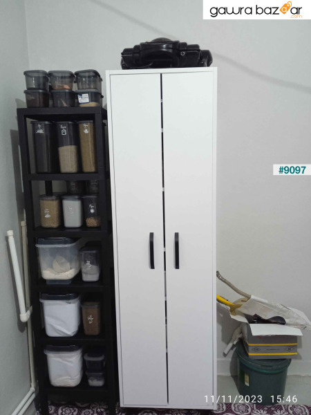 وحدة رفوف بلاستيكية لتنظيم الرف مكونة من 6 طبقات باللون الأسود، رف الكتب، المطبخ، خزانة رف الحمام