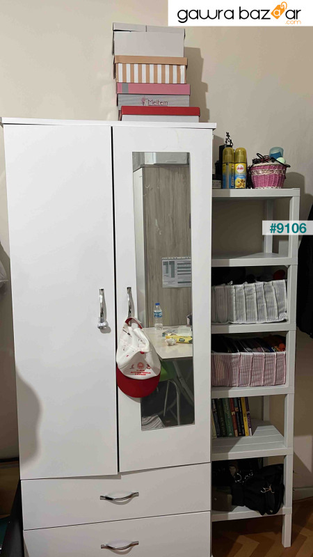 وحدة رفوف بلاستيكية لتنظيم 6 طبقات باللون الأبيض، رف الكتب، المطبخ، خزانة رف الحمام