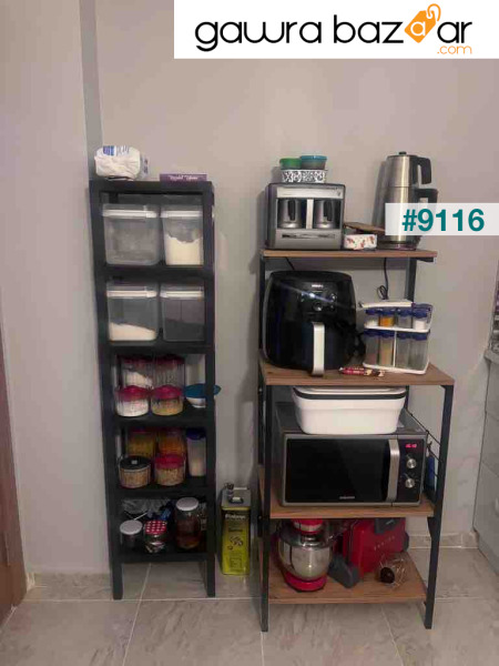 وحدة أرفف بلاستيكية منظم مكونة من 6 طبقات باللون الأسود، رف الكتب، الحمام، رف المطبخ