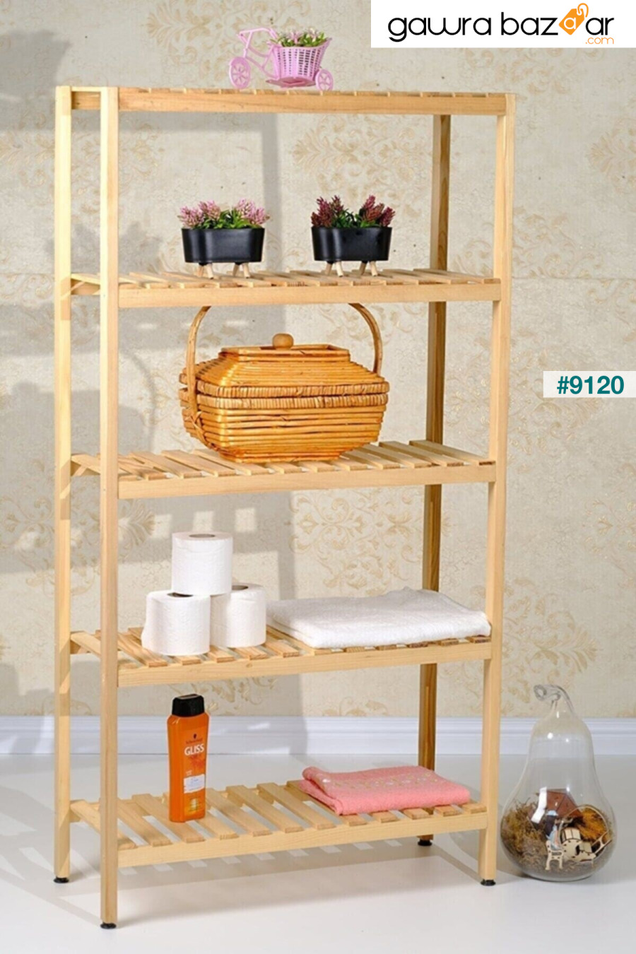 خزانة حمام خشبية من ميرا، حامل للزهور، رف أحذية متعدد الأغراض، مقاس 144 × 75 × 26 سم Mirapet 1
