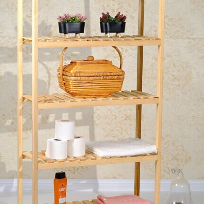 خزانة حمام خشبية من ميرا، حامل للزهور، رف أحذية متعدد الأغراض، مقاس 144 × 75 × 26 سم