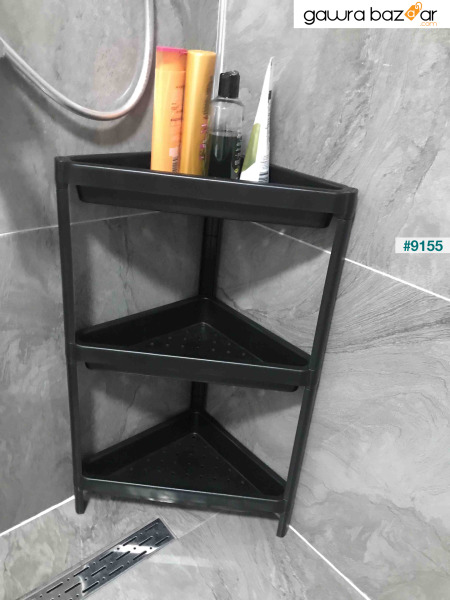 رف حمام للمطبخ مكون من 3 طبقات من Vera Home وحدة رفوف سوداء متعددة الأغراض