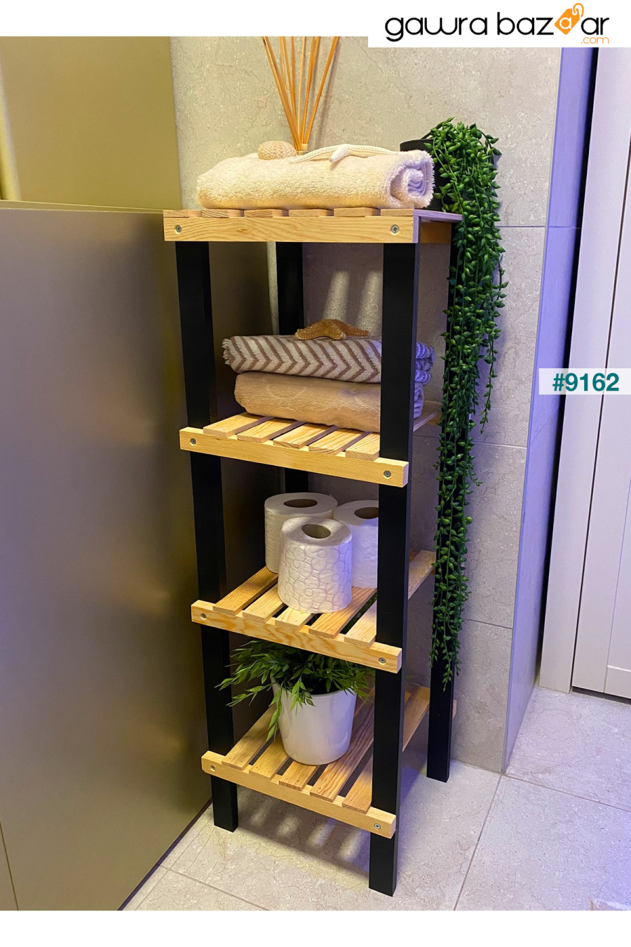 سلسلة فاخرة خشبية 4 طبقات رف مطبخ للحمام منظم للحمام خزانة مفتوحة متعددة الأغراض Mob146 webotto 8 0