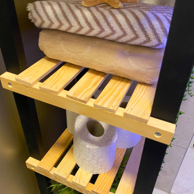 سلسلة فاخرة خشبية 4 طبقات رف مطبخ للحمام منظم للحمام خزانة مفتوحة متعددة الأغراض Mob146