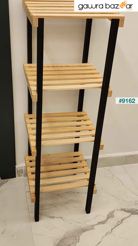 سلسلة فاخرة خشبية 4 طبقات رف مطبخ للحمام منظم للحمام خزانة مفتوحة متعددة الأغراض Mob146