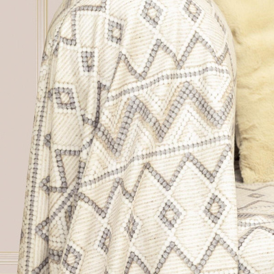 غطاء أريكة Softmicro منقوش إسكندنافي مقاس 180x300 سم، غطاء أريكة، بطانية تلفزيون رمادي