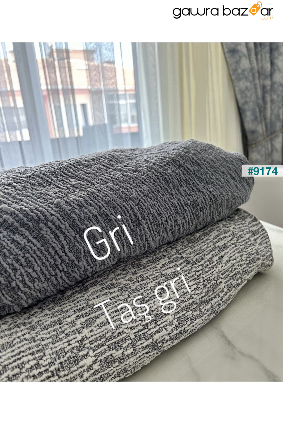 غطاء أريكة جاكار 3 مقاعد، غطاء أريكة سرير (محتوى المنتج قطعة واحدة) رمادي حجري uzhanem 7