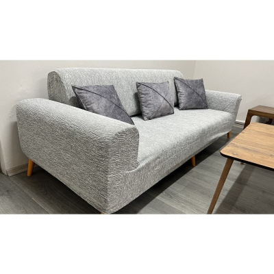 غطاء أريكة جاكار 3 مقاعد، غطاء أريكة سرير (محتوى المنتج قطعة واحدة) رمادي حجري