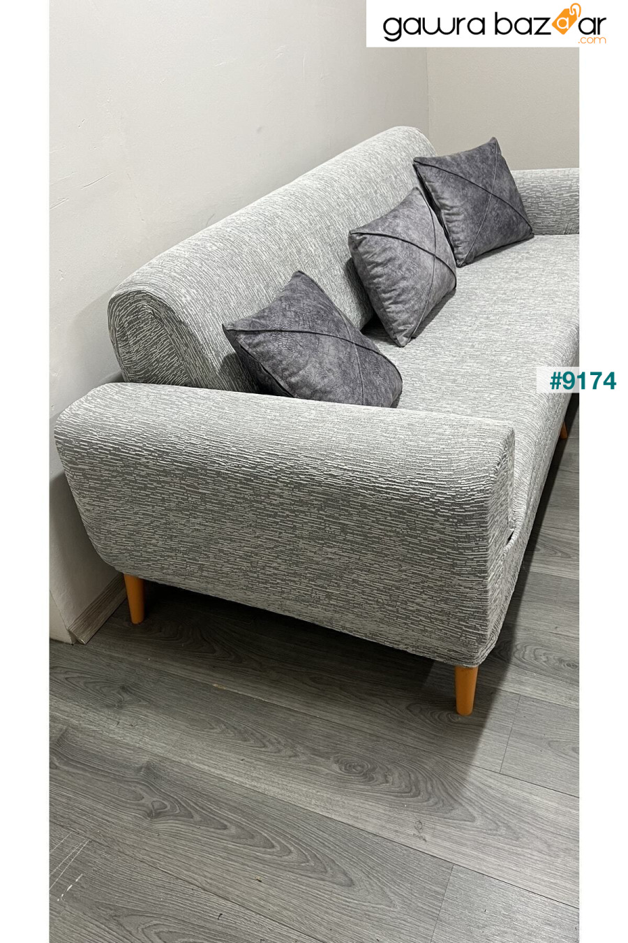 غطاء أريكة جاكار 3 مقاعد، غطاء أريكة سرير (محتوى المنتج قطعة واحدة) رمادي حجري uzhanem 4