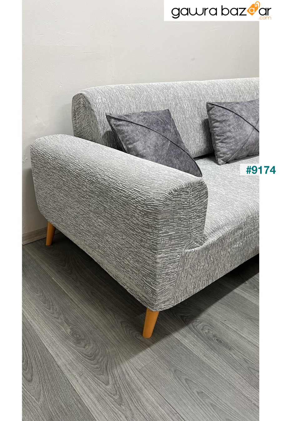 غطاء أريكة جاكار 3 مقاعد، غطاء أريكة سرير (محتوى المنتج قطعة واحدة) رمادي حجري uzhanem 3