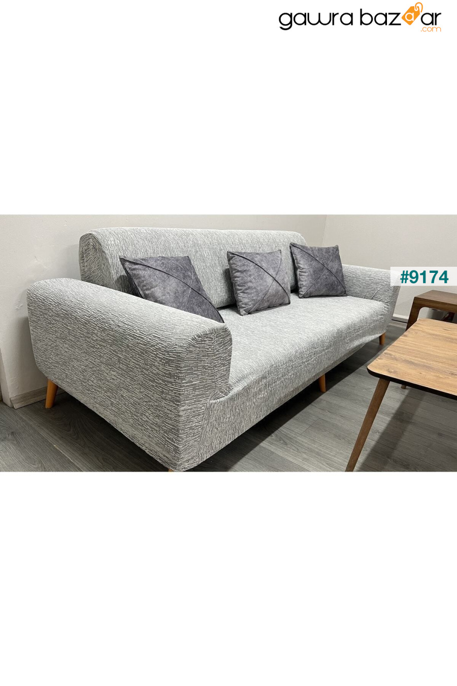 غطاء أريكة جاكار 3 مقاعد، غطاء أريكة سرير (محتوى المنتج قطعة واحدة) رمادي حجري uzhanem 2