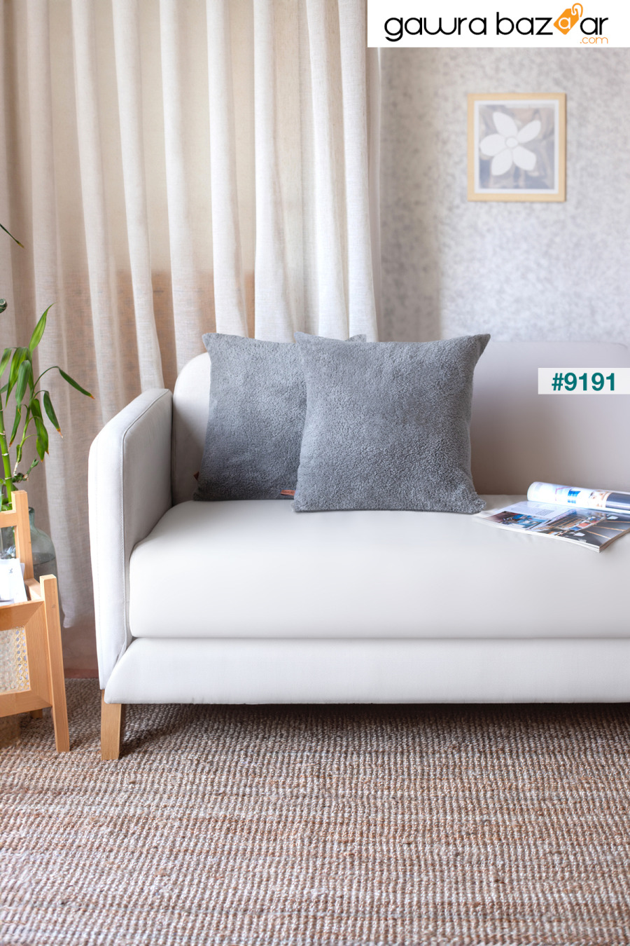 غطاء وسادة بتصميم بوهيمي إسكندنافي مكون من قطعتين باللون الرمادي HAMUR 2