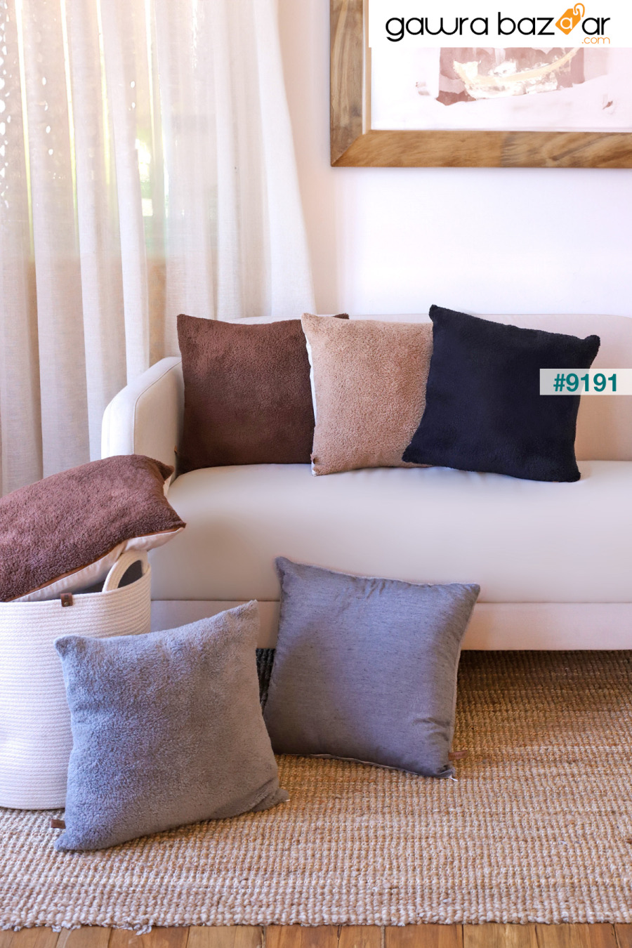 غطاء وسادة بتصميم بوهيمي إسكندنافي مكون من قطعتين باللون الرمادي HAMUR 4