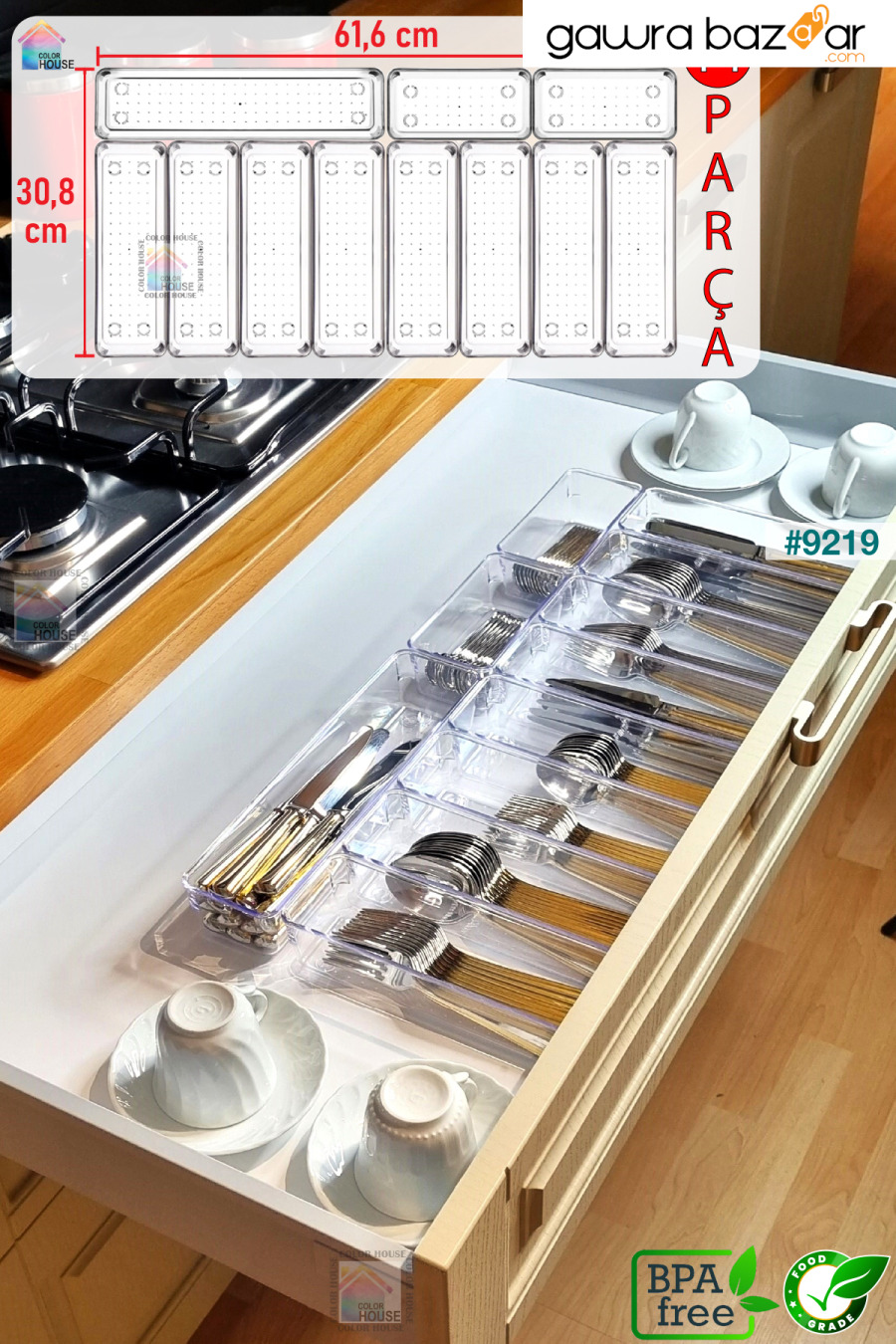 مجموعة من 11 أدوات مائدة للدرج في المطابخ المعيارية color house 0