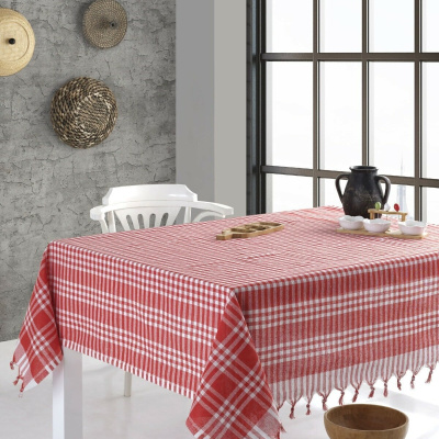 طاولة وقماش للنزهة مقاس 170x170 باللون الأحمر