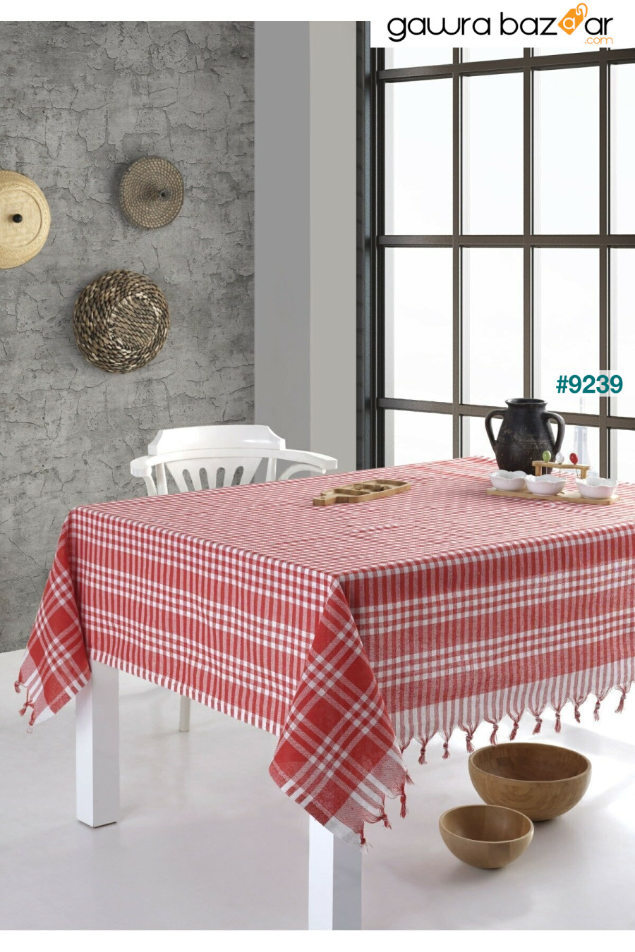 طاولة وقماش للنزهة مقاس 170x170 باللون الأحمر LADYNİL 0