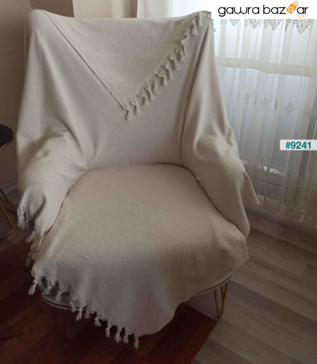 غطاء أريكة كرسي بذراعين طبيعي، أريكة واحدة إكرو 160x160