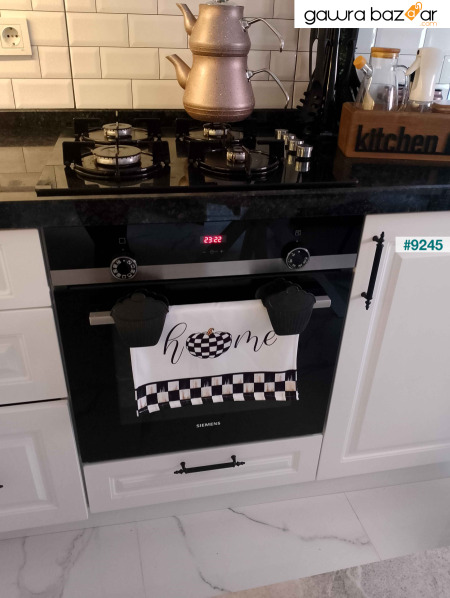 منشفة فرن قطنية مزخرفة للمطبخ، موديل خاص منقوشة مربعات، مقاس 35×50 سم، منتج قطني قابل للغسل