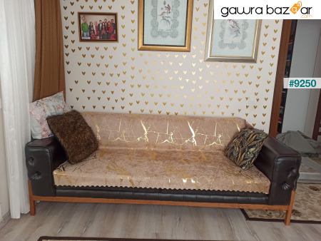 غطاء أريكة سرير للأريكة Yenimoda غطاء أريكة مزخرف بأوراق الذهب والقهوة والحليب