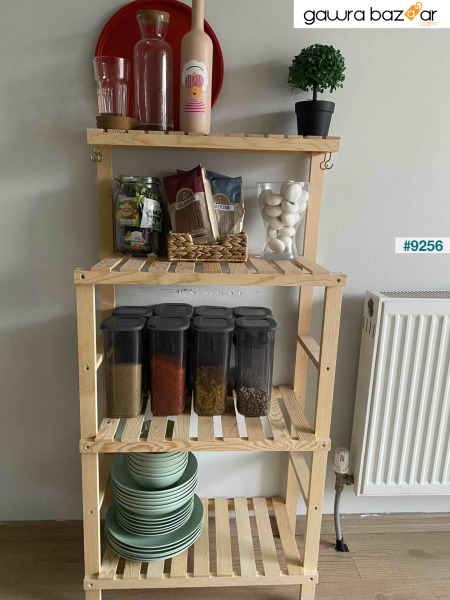 خزانة مطبخ خشبية طبيعية رف مطبخ للحمام منظم متعدد الأغراض Mob184