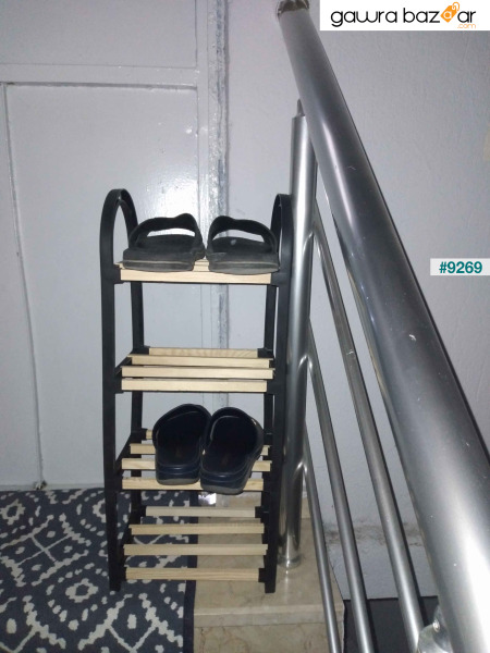 وحدة رف أحذية خشبية صلبة مكونة من 4 أقسام من Chawood Mini مع قضبان خشبية