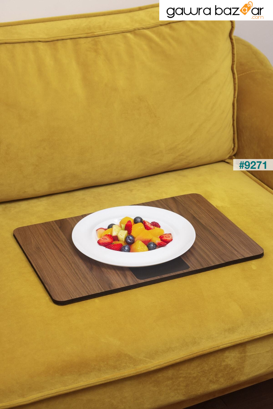مفرش طاولة جانبي خشبي قابل للطي بحافة أريكة، صينية أريكة محمولة بحافة أريكة Anısepeti 1