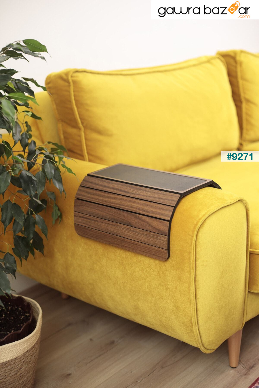 مفرش طاولة جانبي خشبي قابل للطي بحافة أريكة، صينية أريكة محمولة بحافة أريكة Anısepeti 3