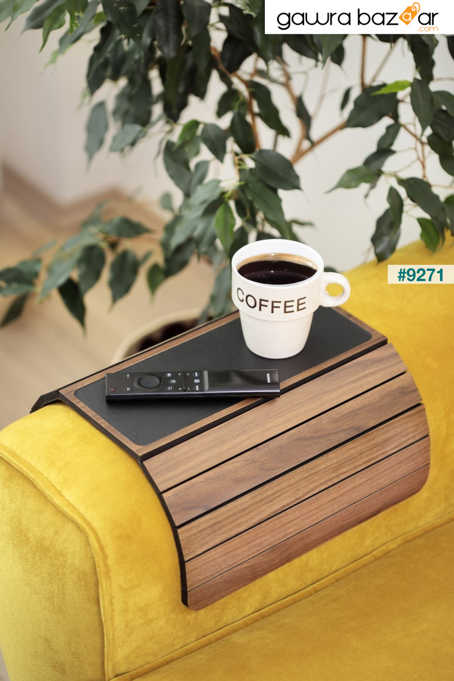 مفرش طاولة جانبي خشبي قابل للطي بحافة أريكة، صينية أريكة محمولة بحافة أريكة Anısepeti 0