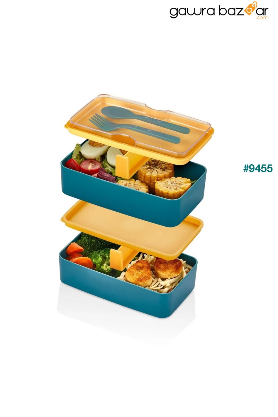 مجموعة صندوق غداء مكونة من طبقتين لتخزين الطعام - صندوق غداء للرياضيين والطلاب واللياقة البدنية والمدرسة في مكان العمل Orvila 7