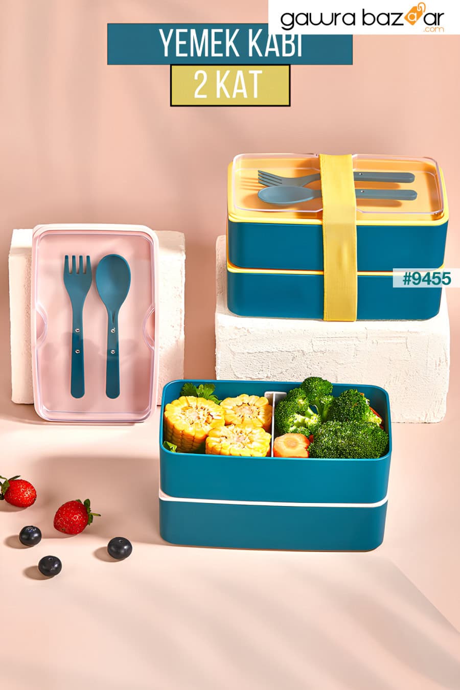 مجموعة صندوق غداء مكونة من طبقتين لتخزين الطعام - صندوق غداء للرياضيين والطلاب واللياقة البدنية والمدرسة في مكان العمل Orvila 0