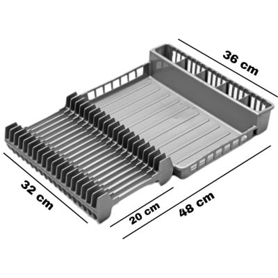رف أطباق قابل للطي على سطح الطاولة - رف أطباق - منظم أطباق تجفيف أنثراسايت