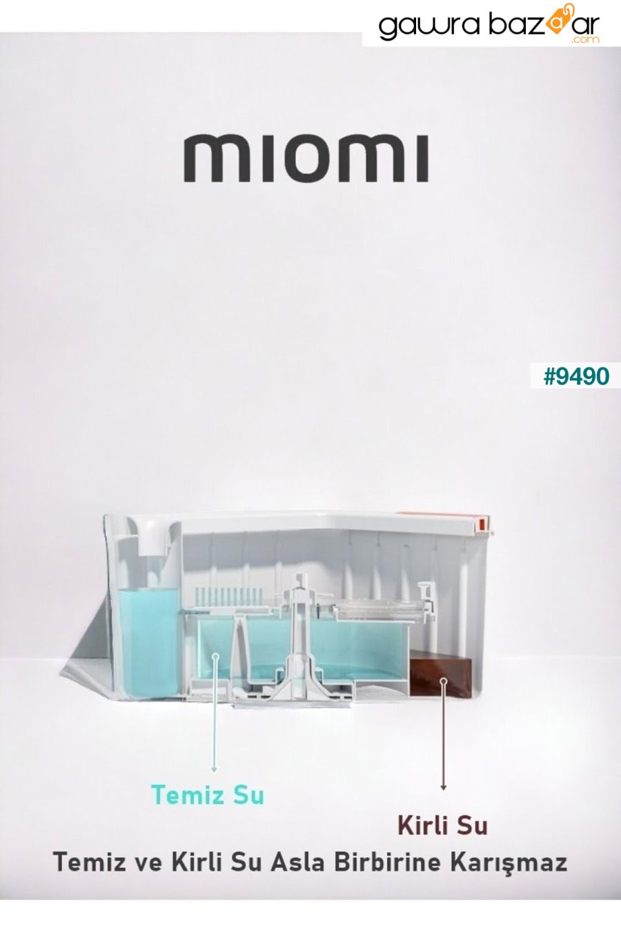 مجموعة ممسحة للتنظيف الأوتوماتيكي مع ممسحة احتياطية لفصل المياه النظيفة والمتسخة، رأس مربع بتصميم متجدد Miomi 4
