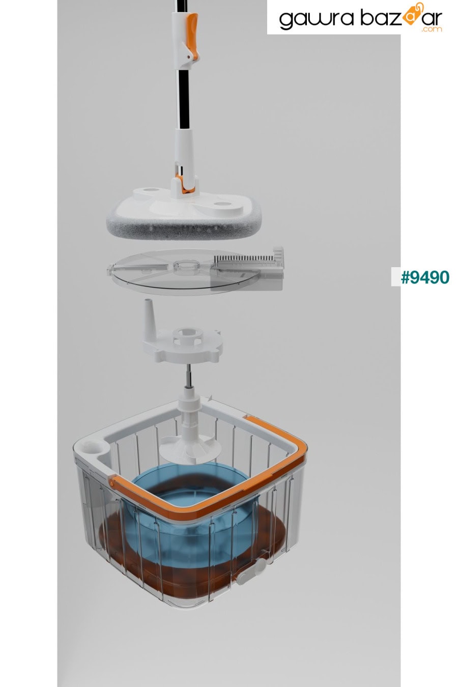 مجموعة ممسحة للتنظيف الأوتوماتيكي مع ممسحة احتياطية لفصل المياه النظيفة والمتسخة، رأس مربع بتصميم متجدد Miomi 6