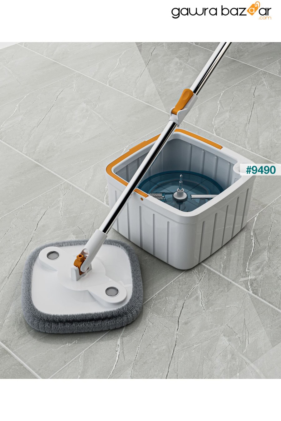مجموعة ممسحة للتنظيف الأوتوماتيكي مع ممسحة احتياطية لفصل المياه النظيفة والمتسخة، رأس مربع بتصميم متجدد Miomi 1