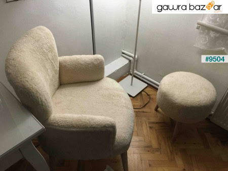 طقم كرسي بذراعين - مقعد شرفة مزدوج - كرسي بذراعين فردي - كرسي بذراعين - قماش منتفخ - خشب طبيعي