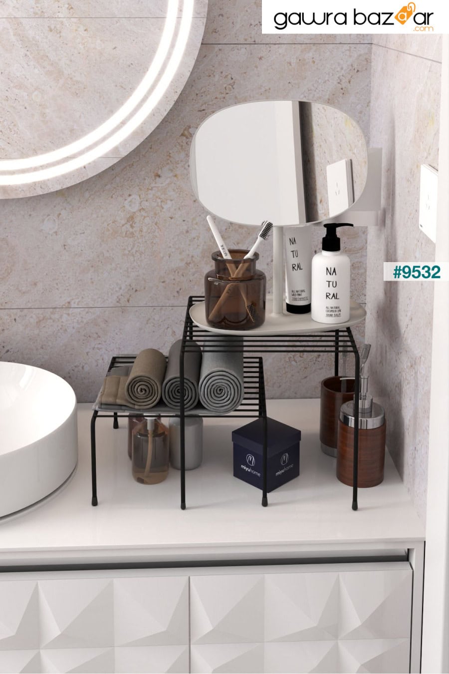 2 رفوف متعددة الأغراض منظم الحمام منظم وعاء المطبخ داخل الخزانة منظم سطح الطاولة moniev 3