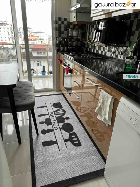 سجادة مطبخ رقمية غير قابلة للانزلاق وقابلة للغسل على الطراز الاسكندنافي الحديث سجادة أرضية لغرفة المعيشة